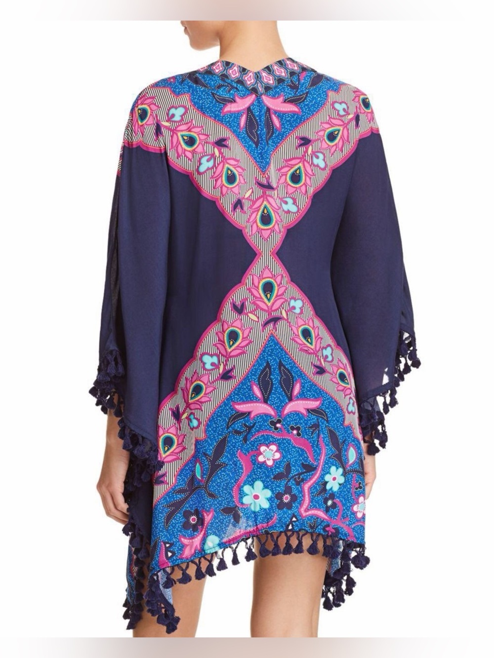 Trina Turk Sri Lanka Swim Coverup Kimono Tassel One Size